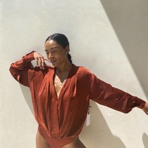 ASTR the Label Orange Bodysuit